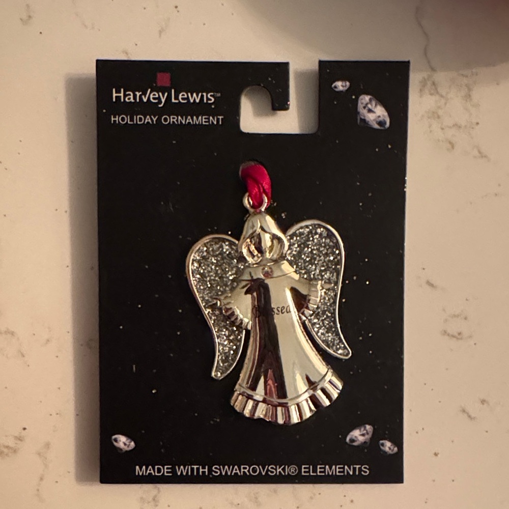 Harvey Lewis Silver Angel Ornament with Swarovski Elements